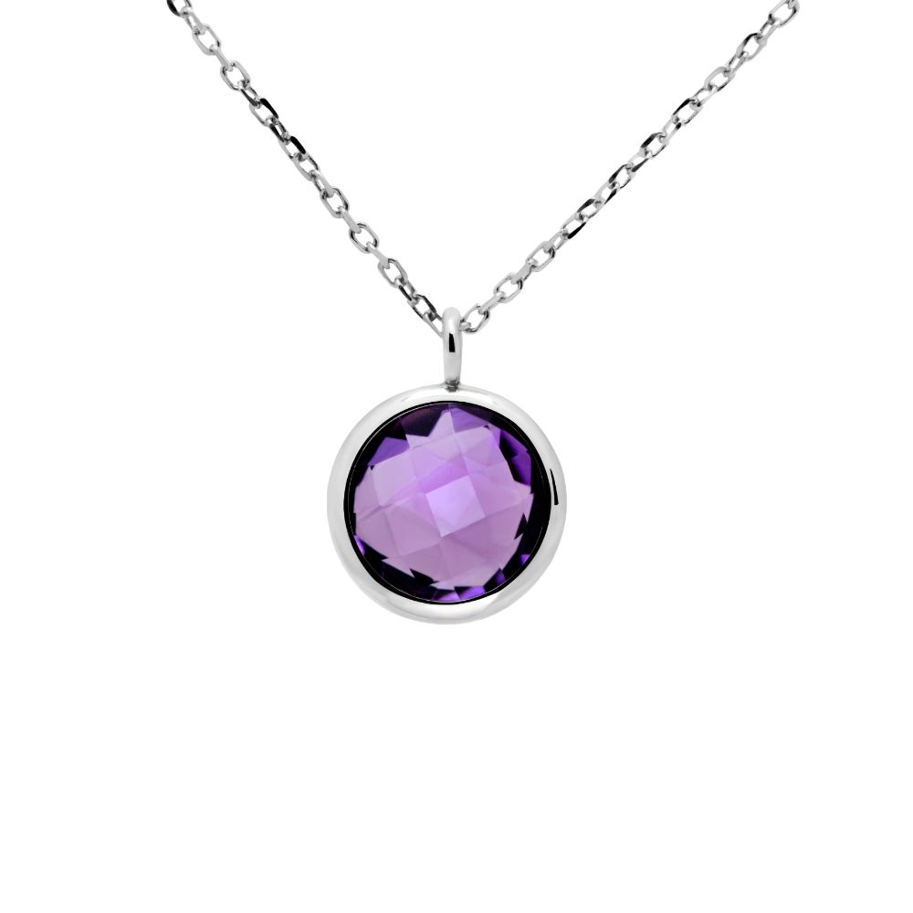 Amethyst Necklace in 14K White Gold