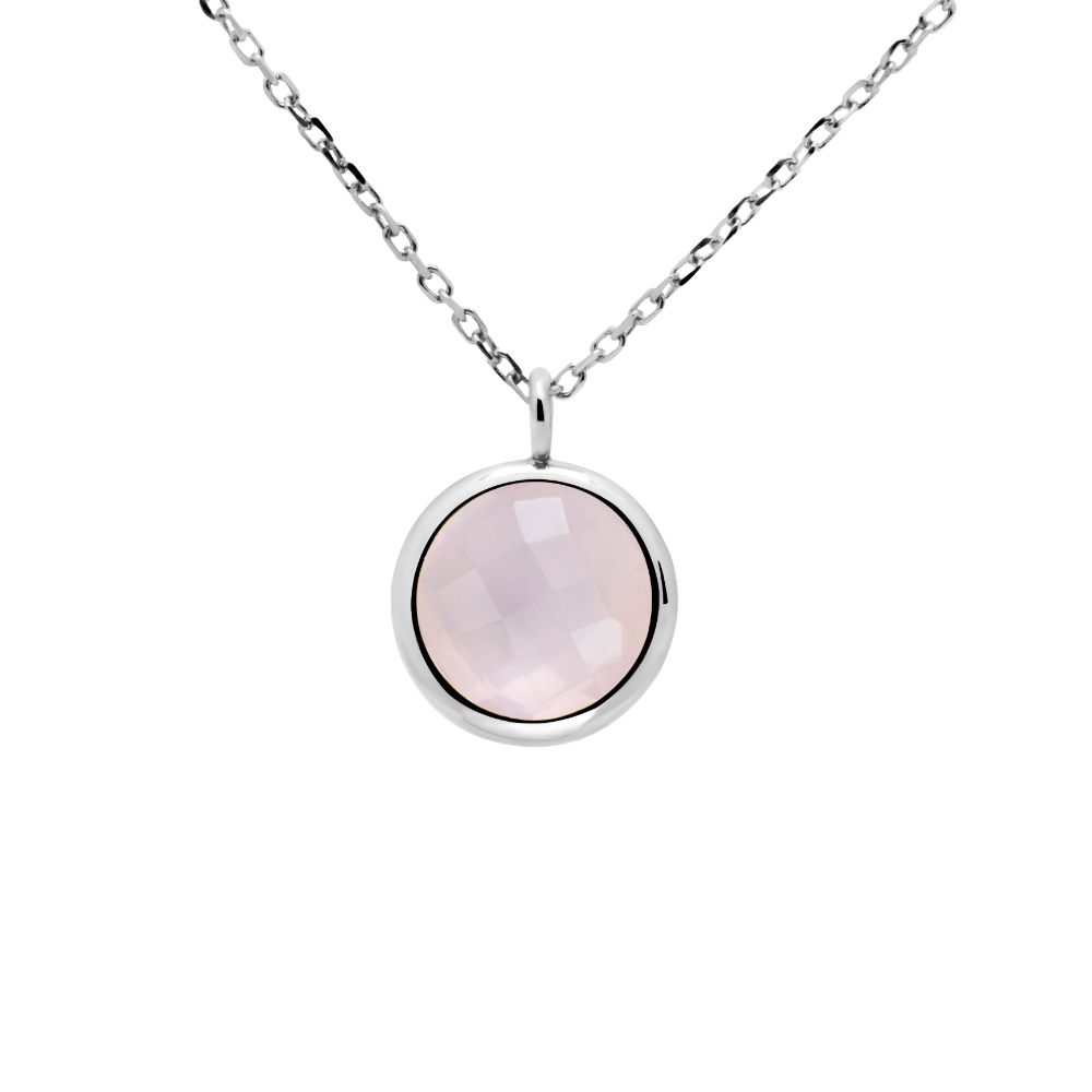 Rose Quartz Necklace in 14K White Gold