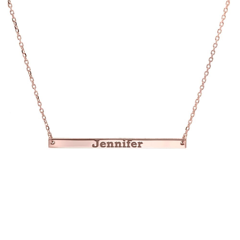 Custom Bar Necklace 14K Solid Gold