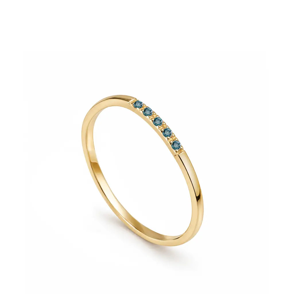 Dainty Blue Diamond Band 14K Gold