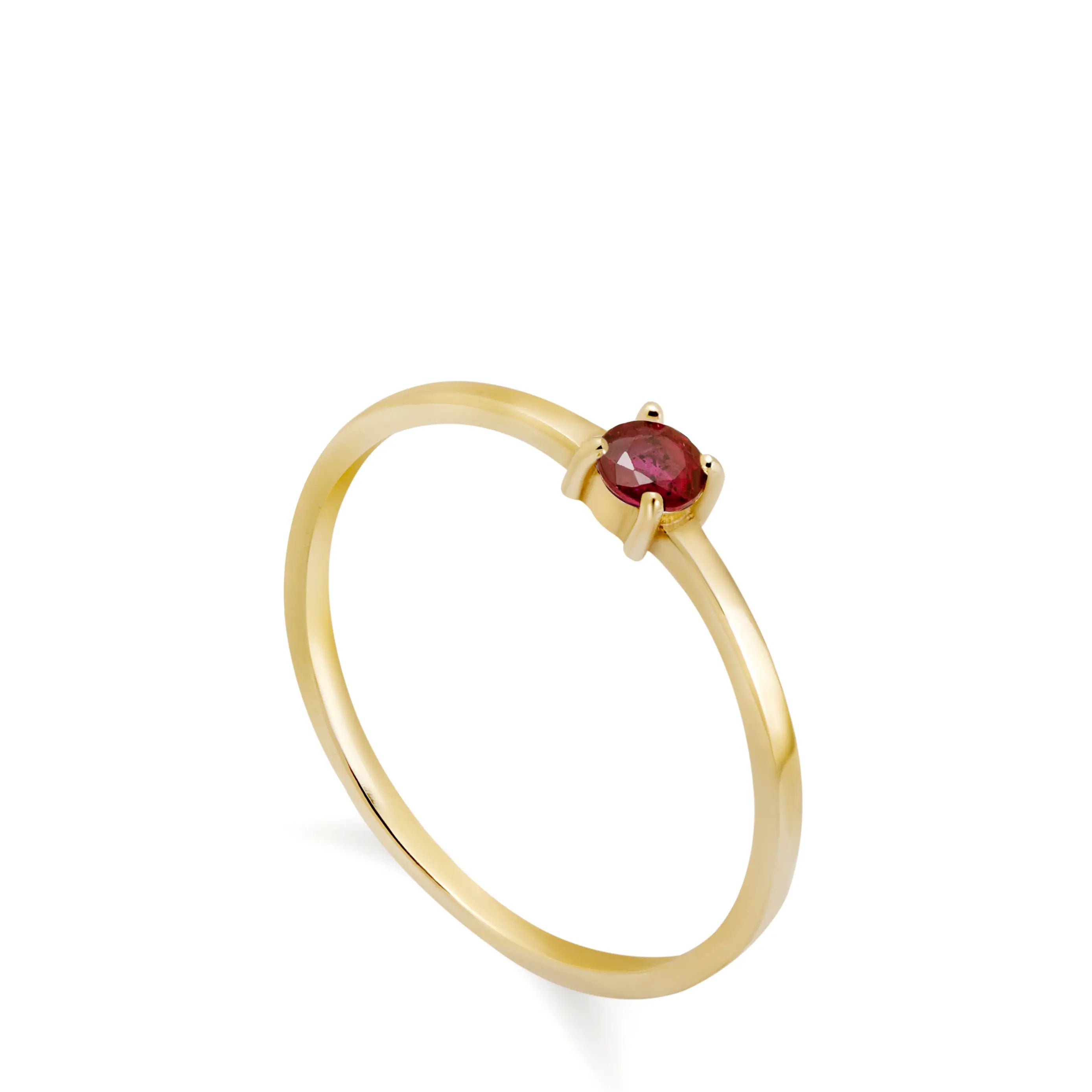 Solitaire Ruby Engagement Ring 14K Gold