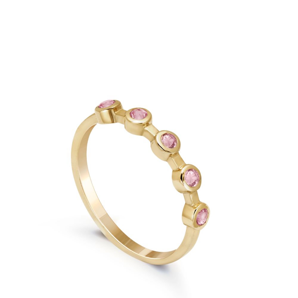 Pink Sapphire Band Ring 14K Gold Kyklos Jewelry