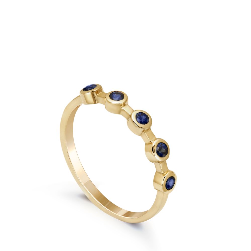 Blue Sapphire Band Ring 14K Gold Stacking