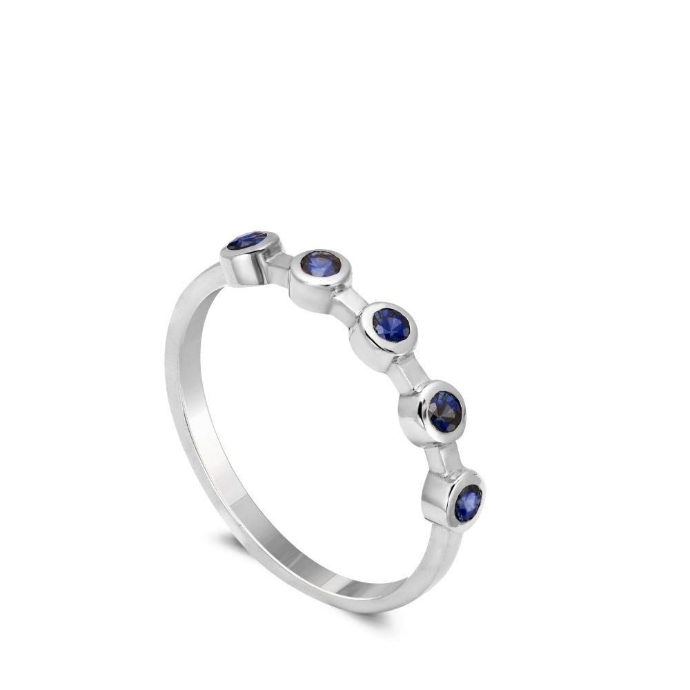 Blue Sapphire Band Ring 14K Gold