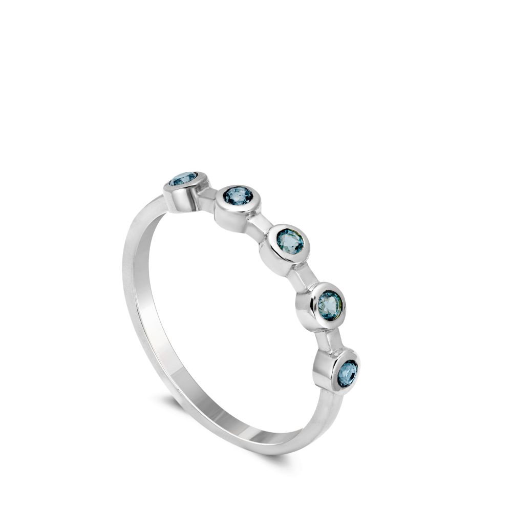 Δαχτυλίδι με 5 London Blue Topaz Χρυσό 14Κ