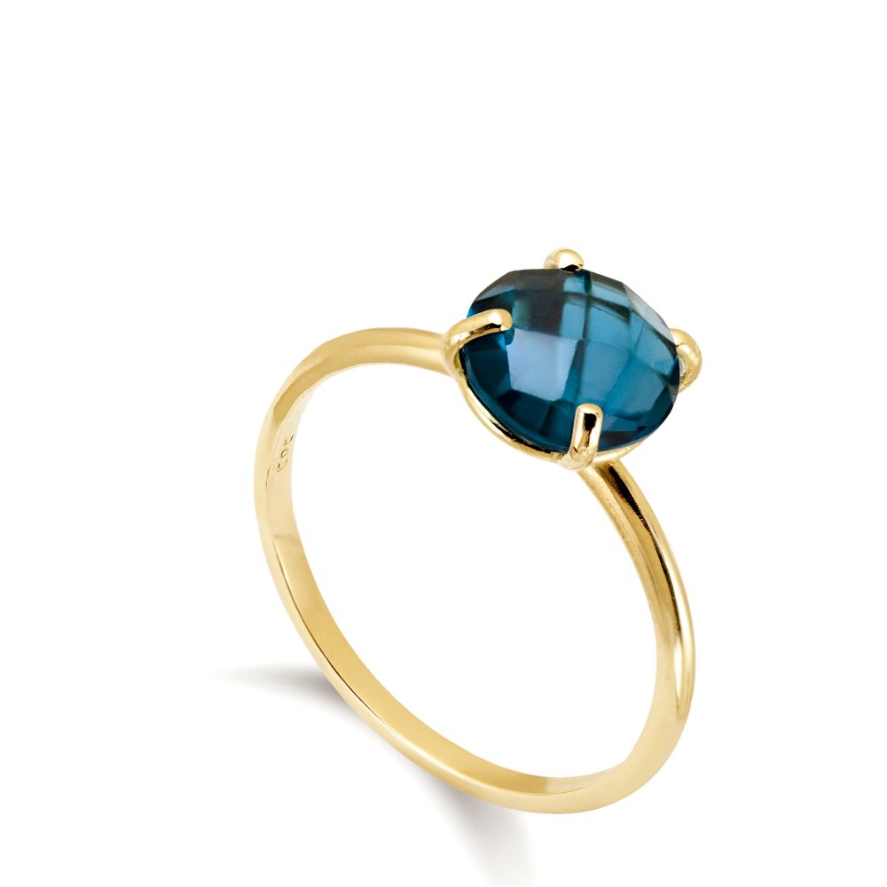 London Topaz Ring in 14K Gold 8mm by Kyklos