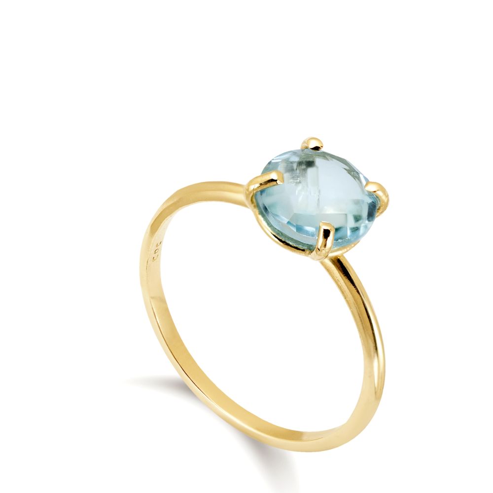 14K Gold Blue Topaz Ring 8mm