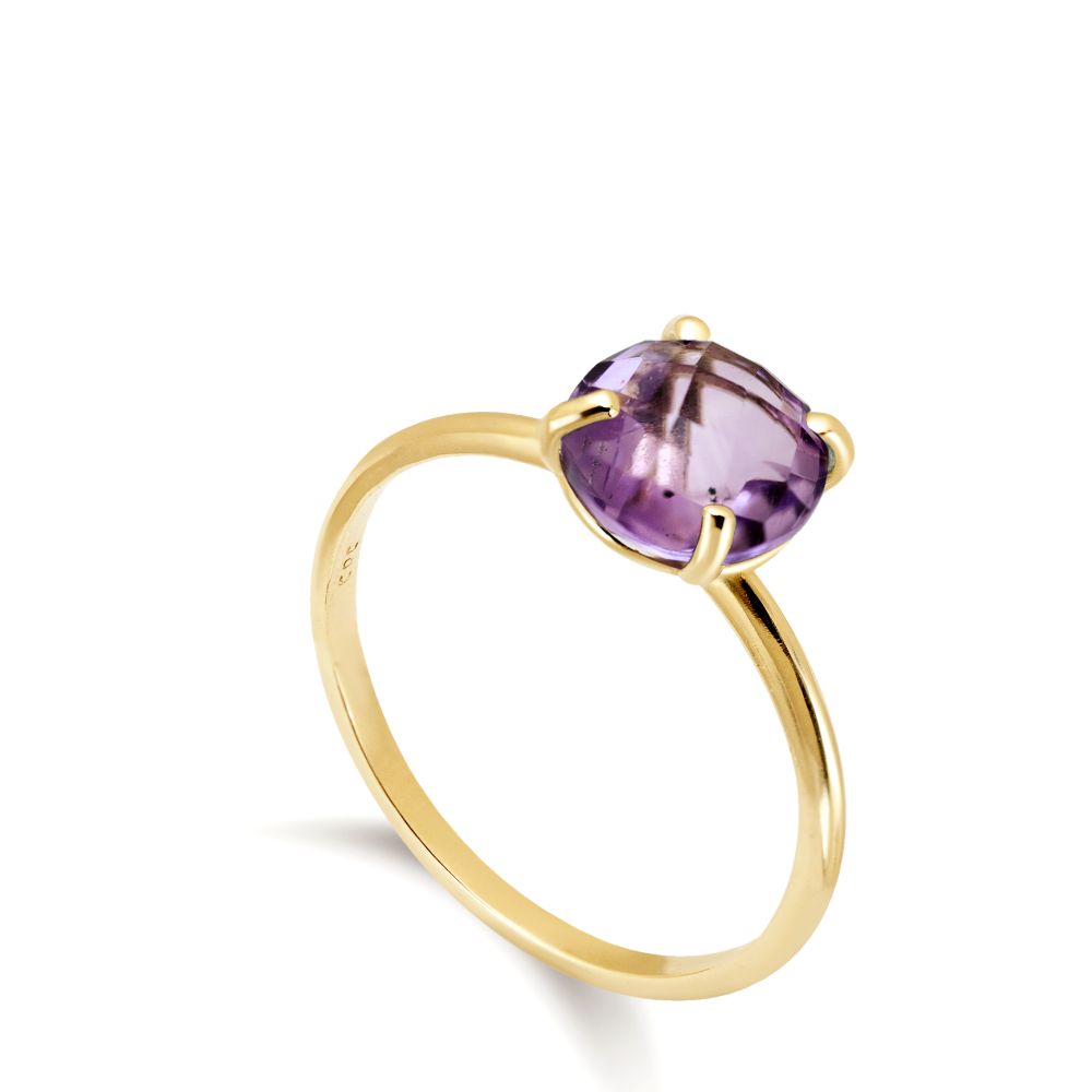Amethyst Ring in 14K Gold 8mm
