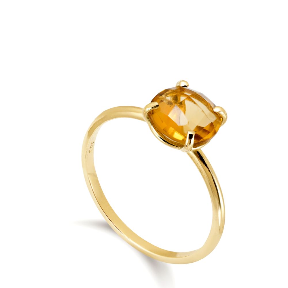 Δαχτυλίδι Σιτρίν 8mm Χρυσό Κ14
