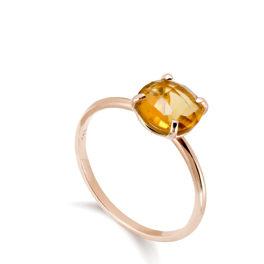 Citrine Ring in 14K Gold 8mm
