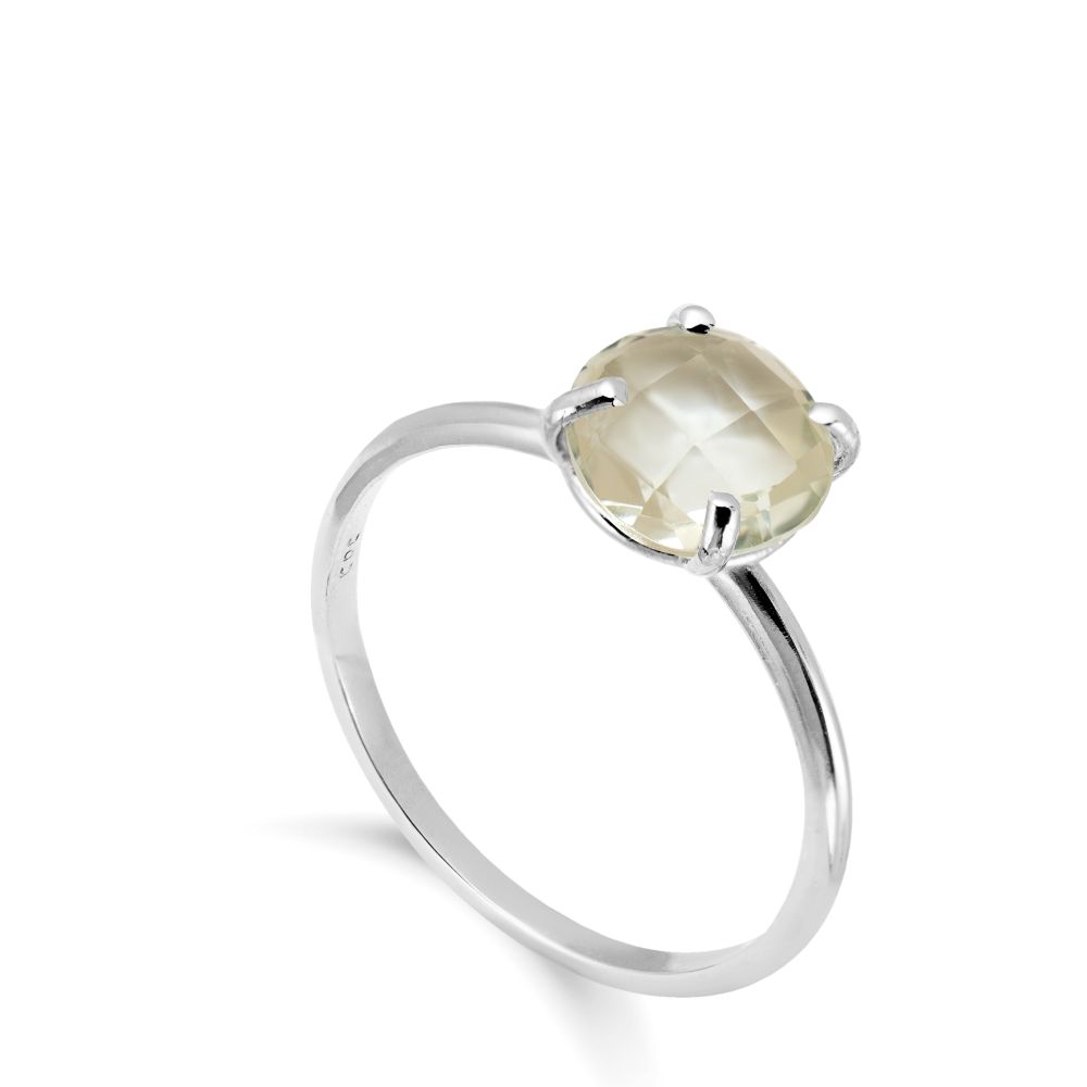 Green Amethyst Ring in 14K Gold 8mm