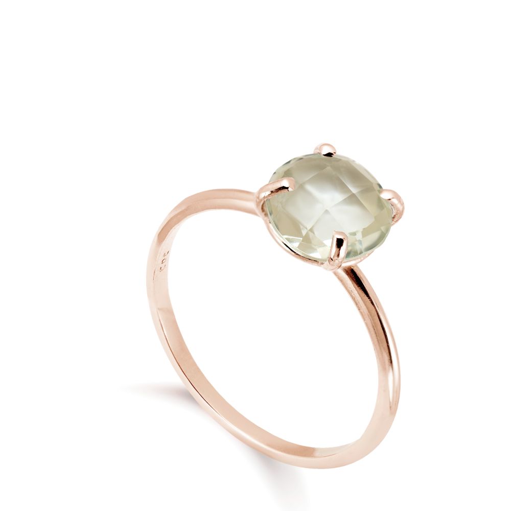 Green Amethyst Ring in 14K Gold 8mm