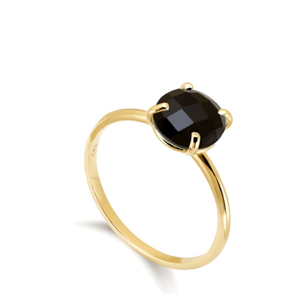 14K Gold Black Onyx Ring 8mm