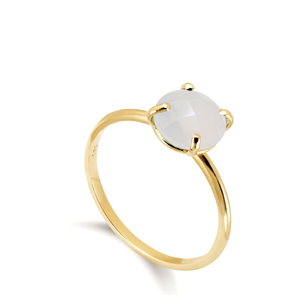 Chalcedony Ring in 14K Gold 8mm for Women