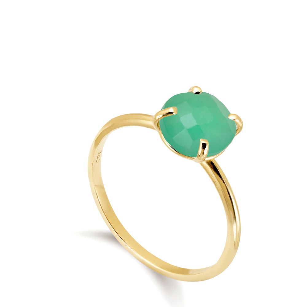 Chrysoprase Ring in 14K Gold 8mm for Women