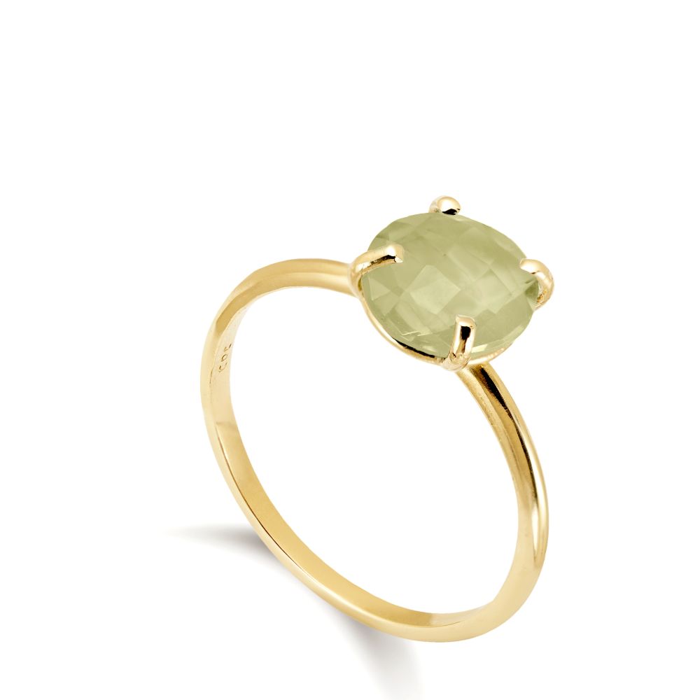 Lemon Quartz Ring in 14K Gold 8mm