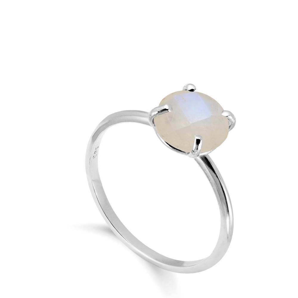 Moonstone Ring in 14K White Gold 8mm