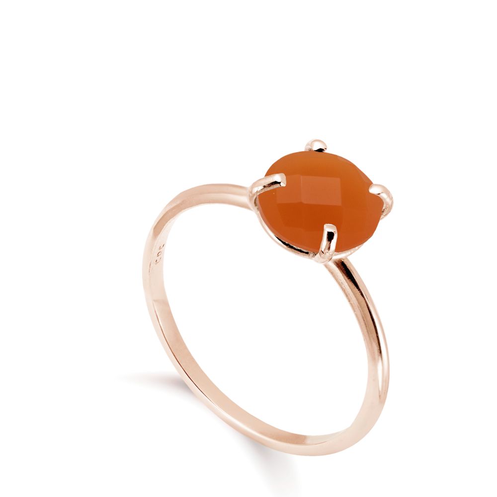 Orange Moonstone Ring in 14K Gold 8mm