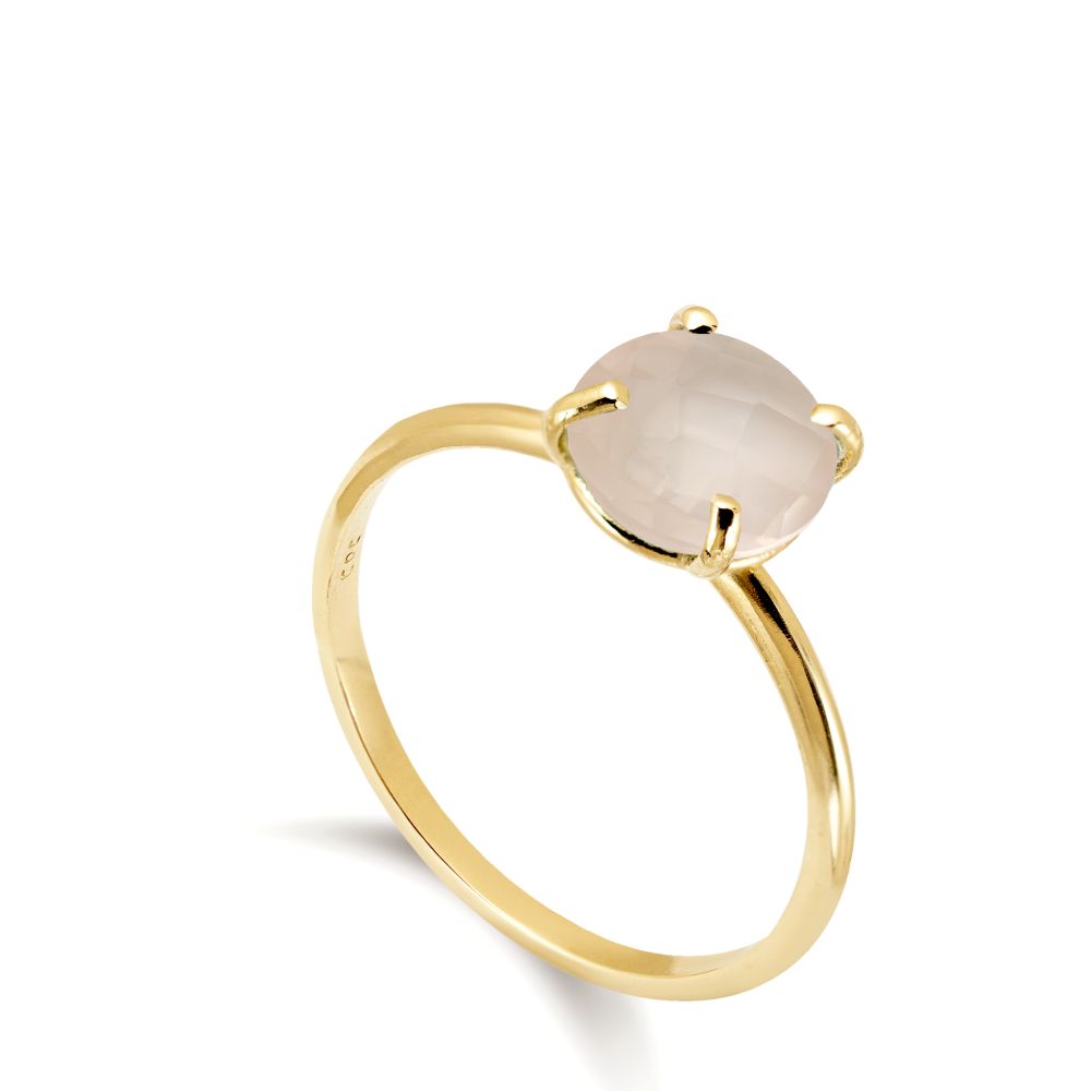 14K Gold Rose Quartz Ring 8mm