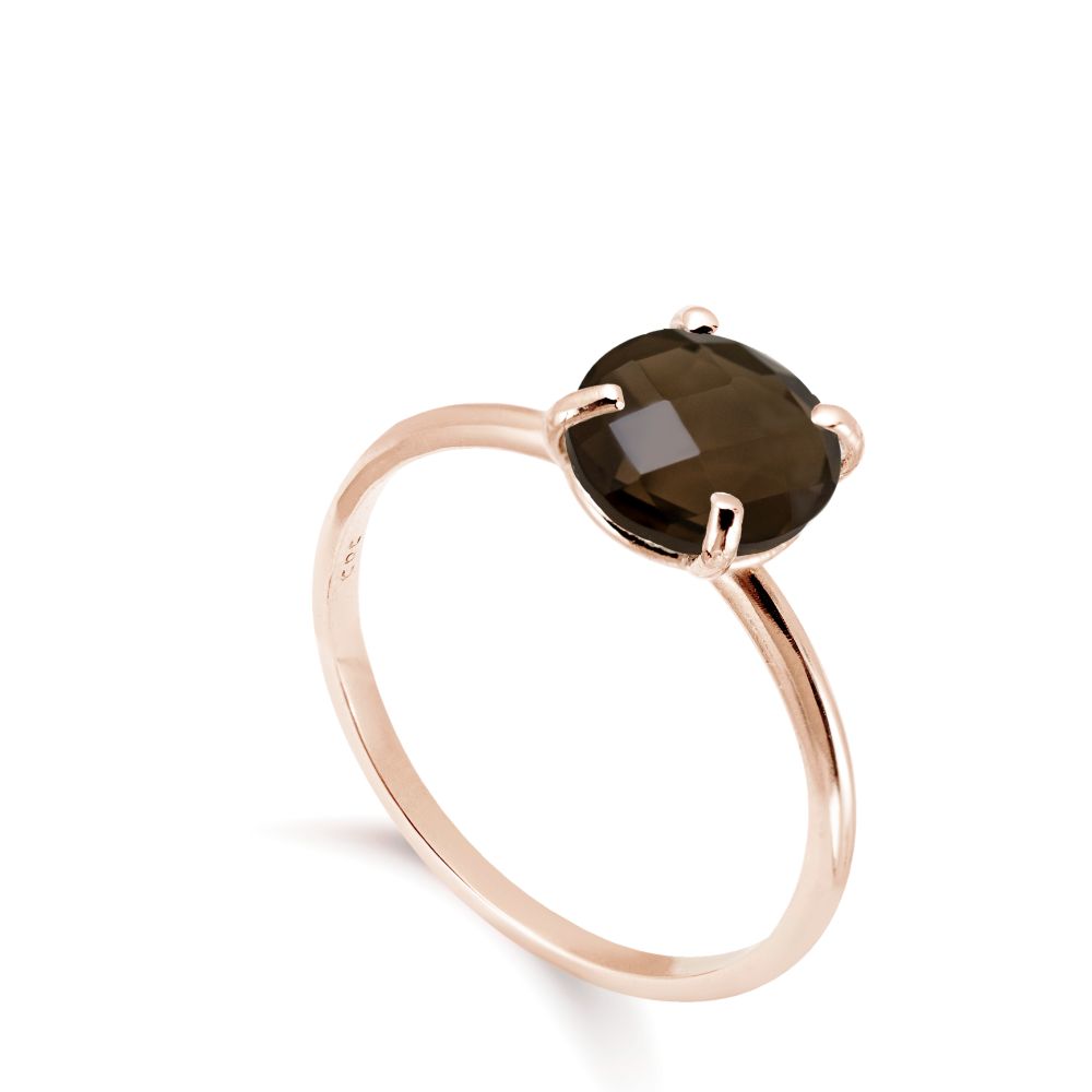 Smoky Quartz Ring in 14K Gold 8mm