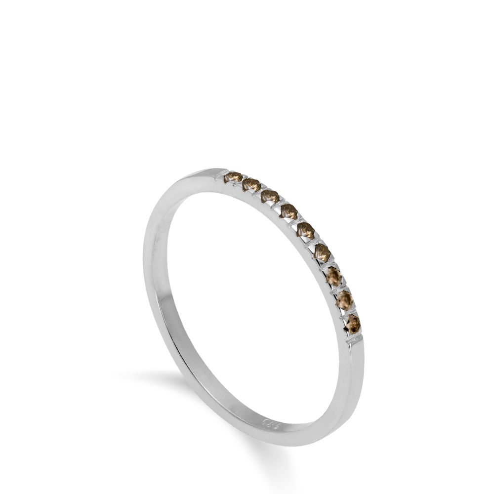 Brown Diamond Wedding Band 14K White Gold