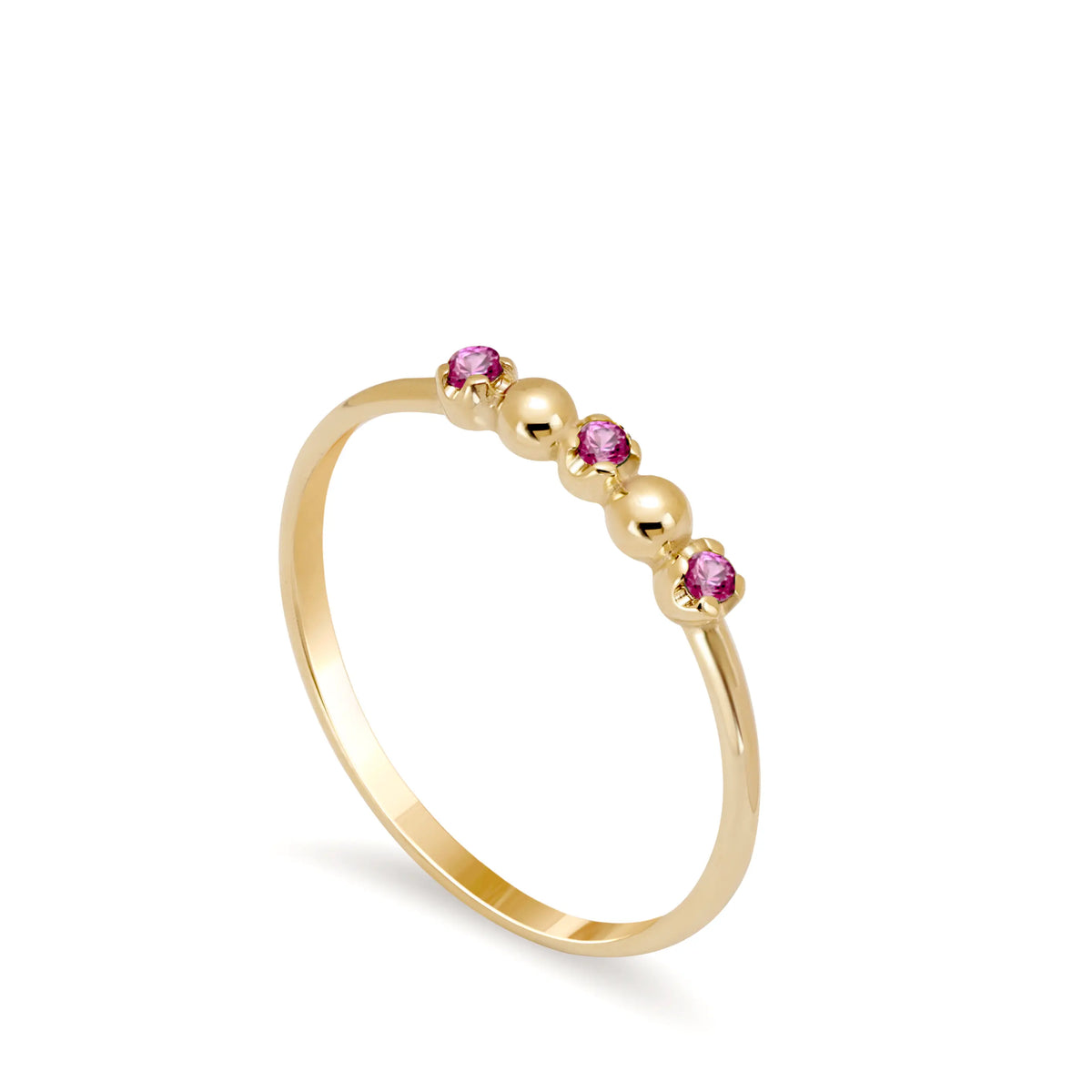 Pink Sapphire Stackable Ring 14K Gold