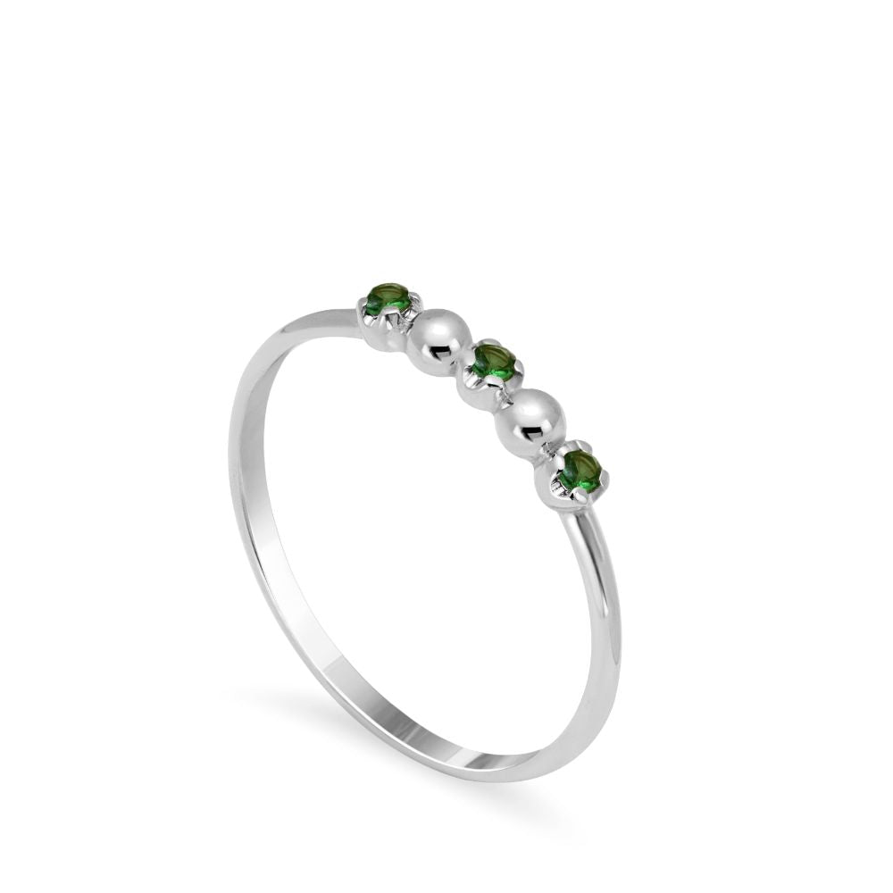 Green Tsavorite Ring 14K White Gold
