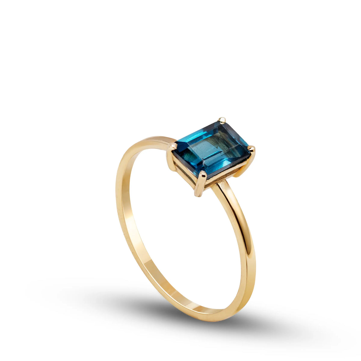 Δαχτυλίδι Με London Blue Topaz Από Χρυσό 14Κ