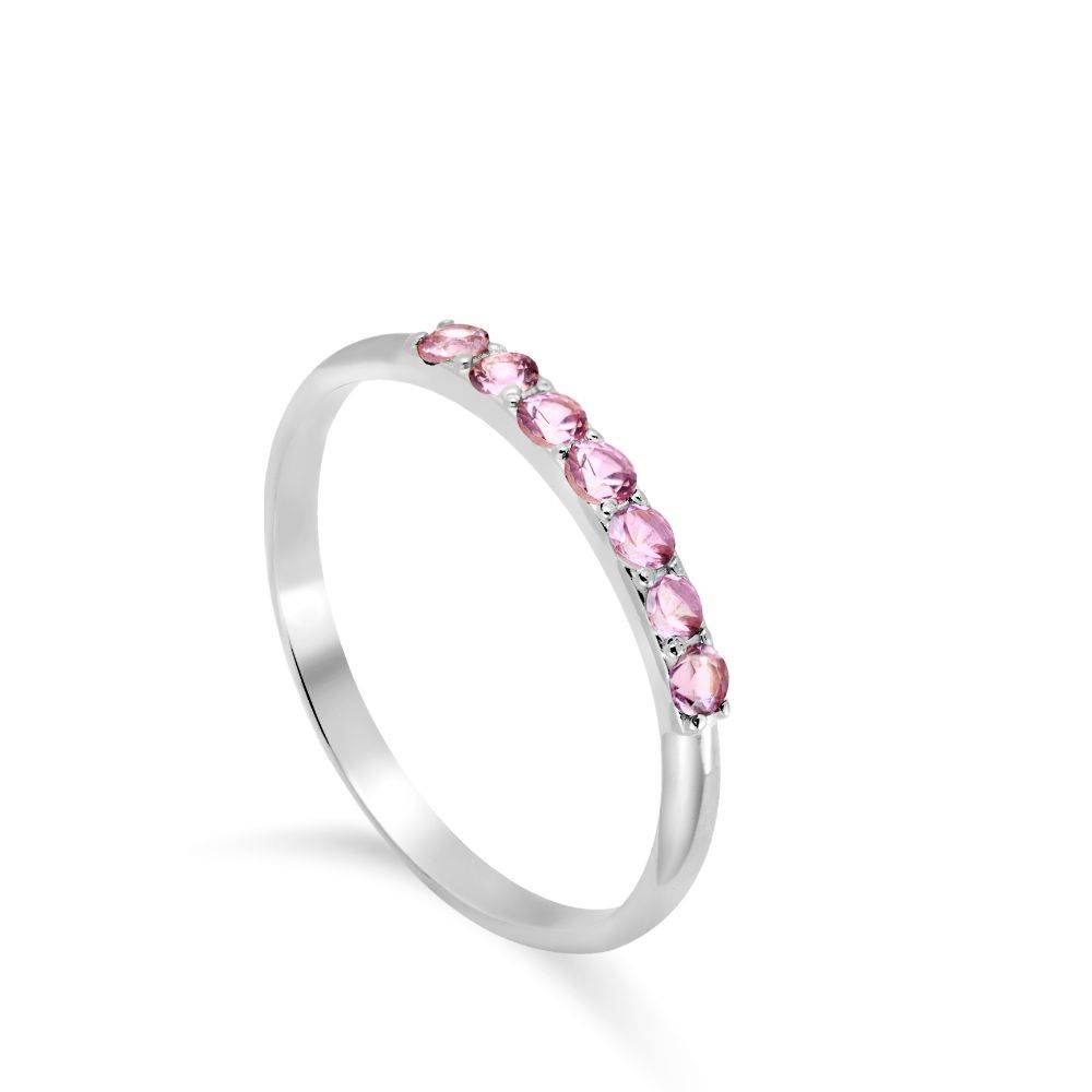 Half Eternity Ring Pink Sapphires 14K Gold
