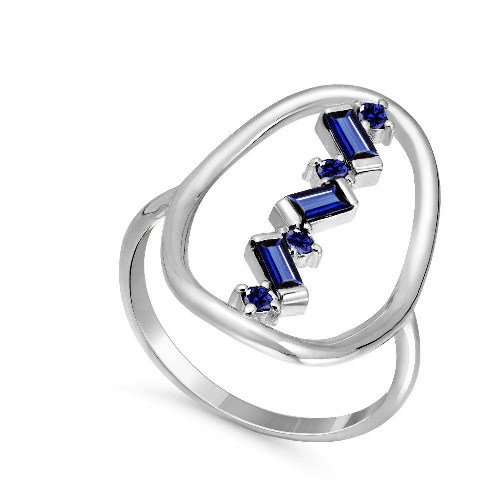 Blue Sapphire Oval Ring 14K Gold