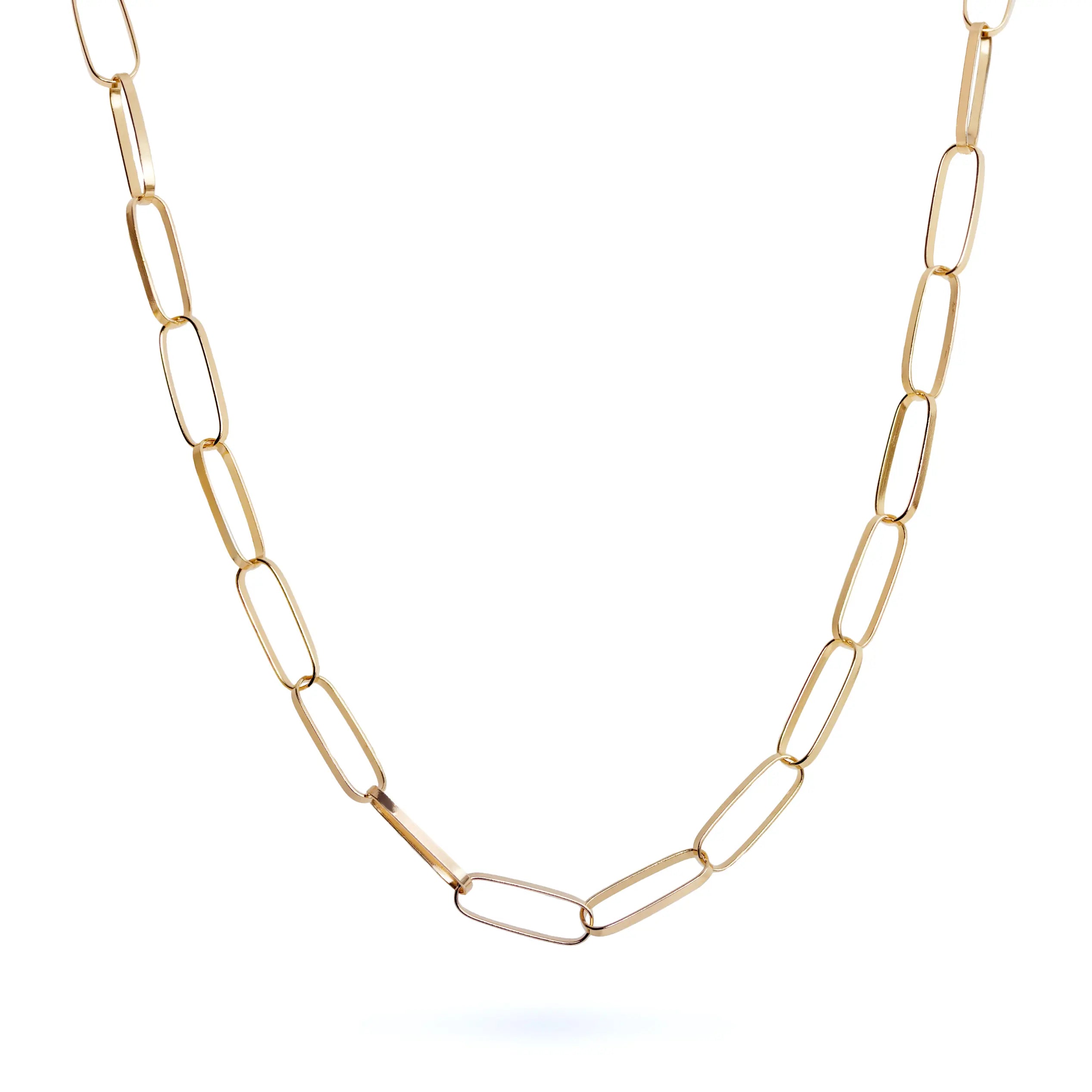 Paperclip Chain Necklace 14K Solid Gold Kyklos