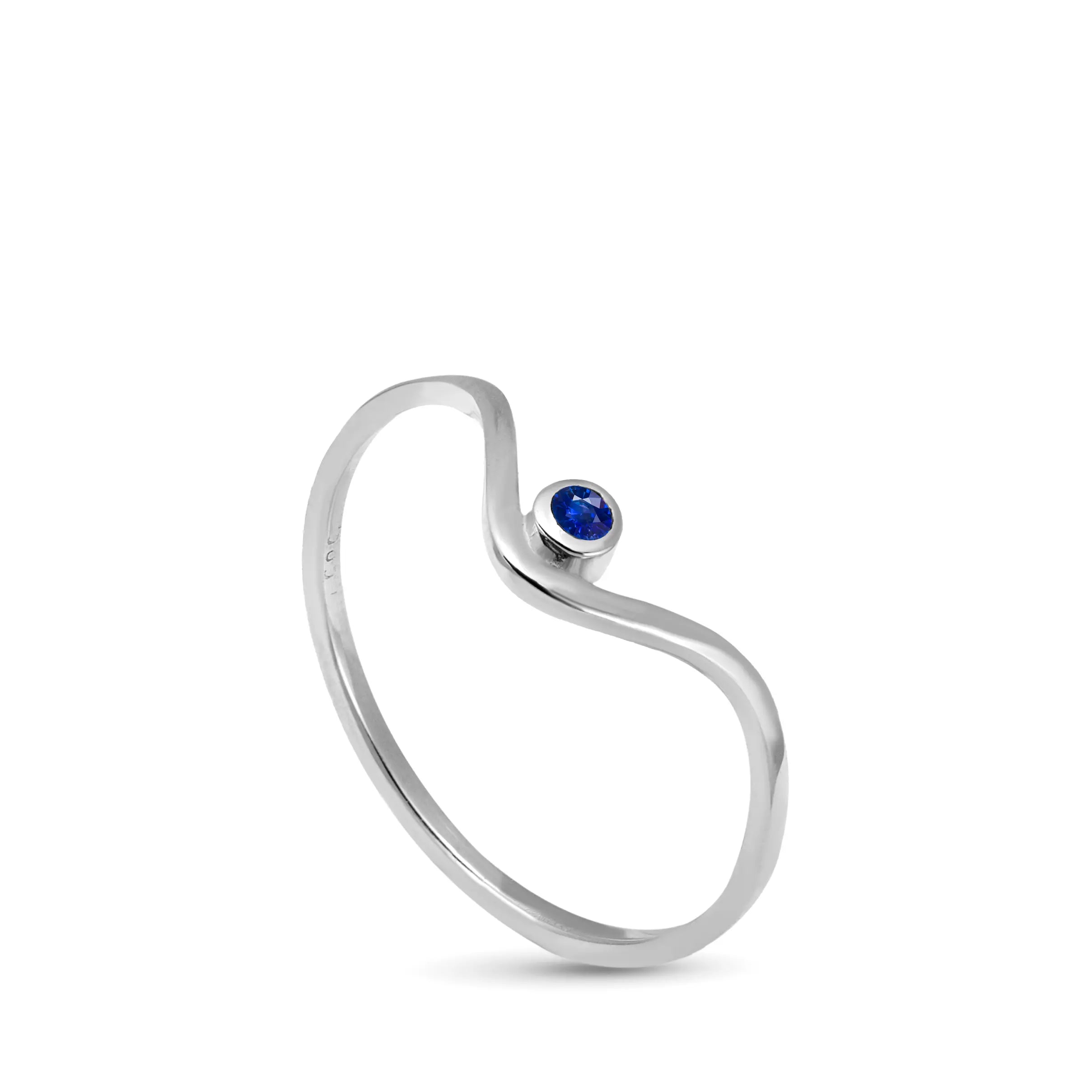 Blue Sapphire V Ring 14K Gold