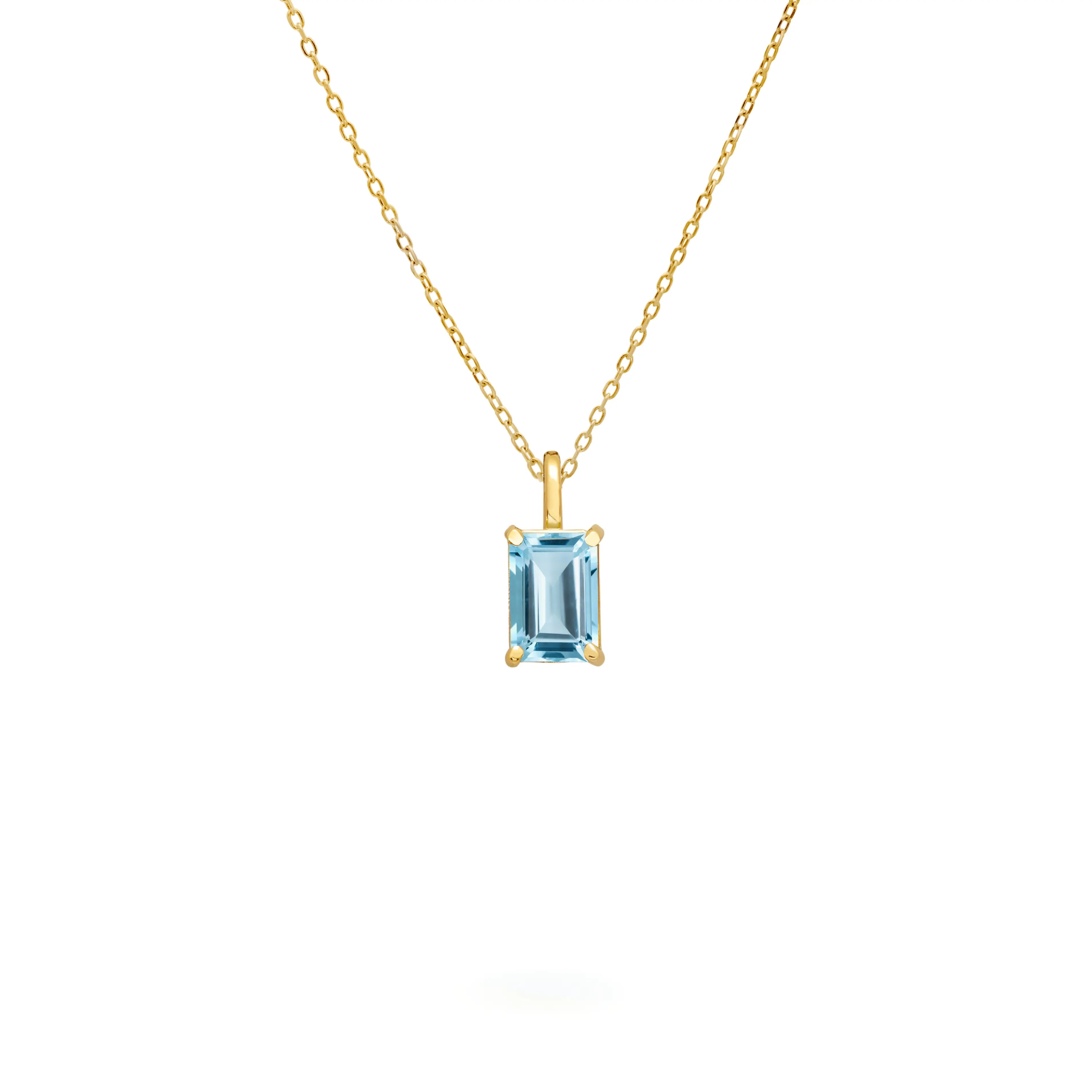 14K Gold Swiss Topaz Necklace Octagon Cut