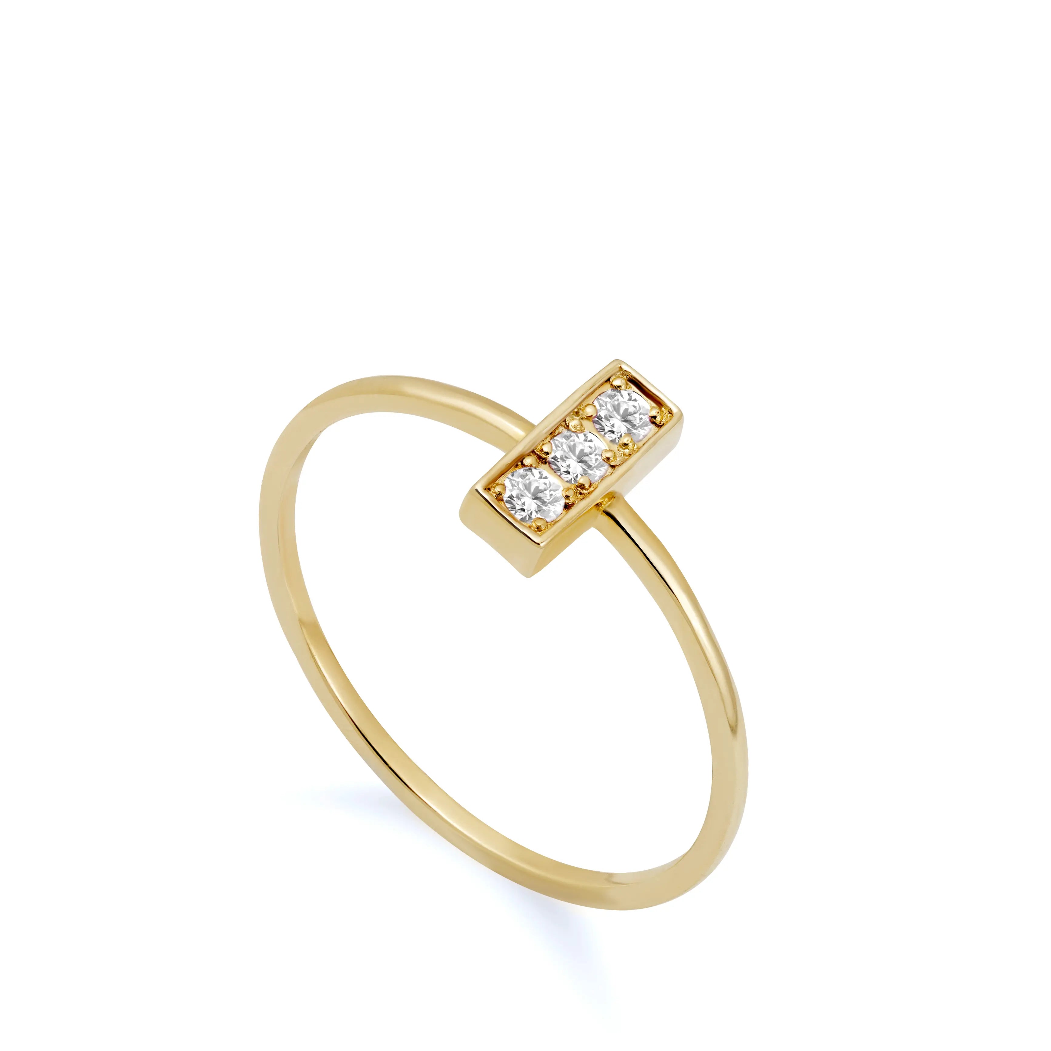 3 Diamond Ring 14K Gold for Women by Kyklos Jewelry