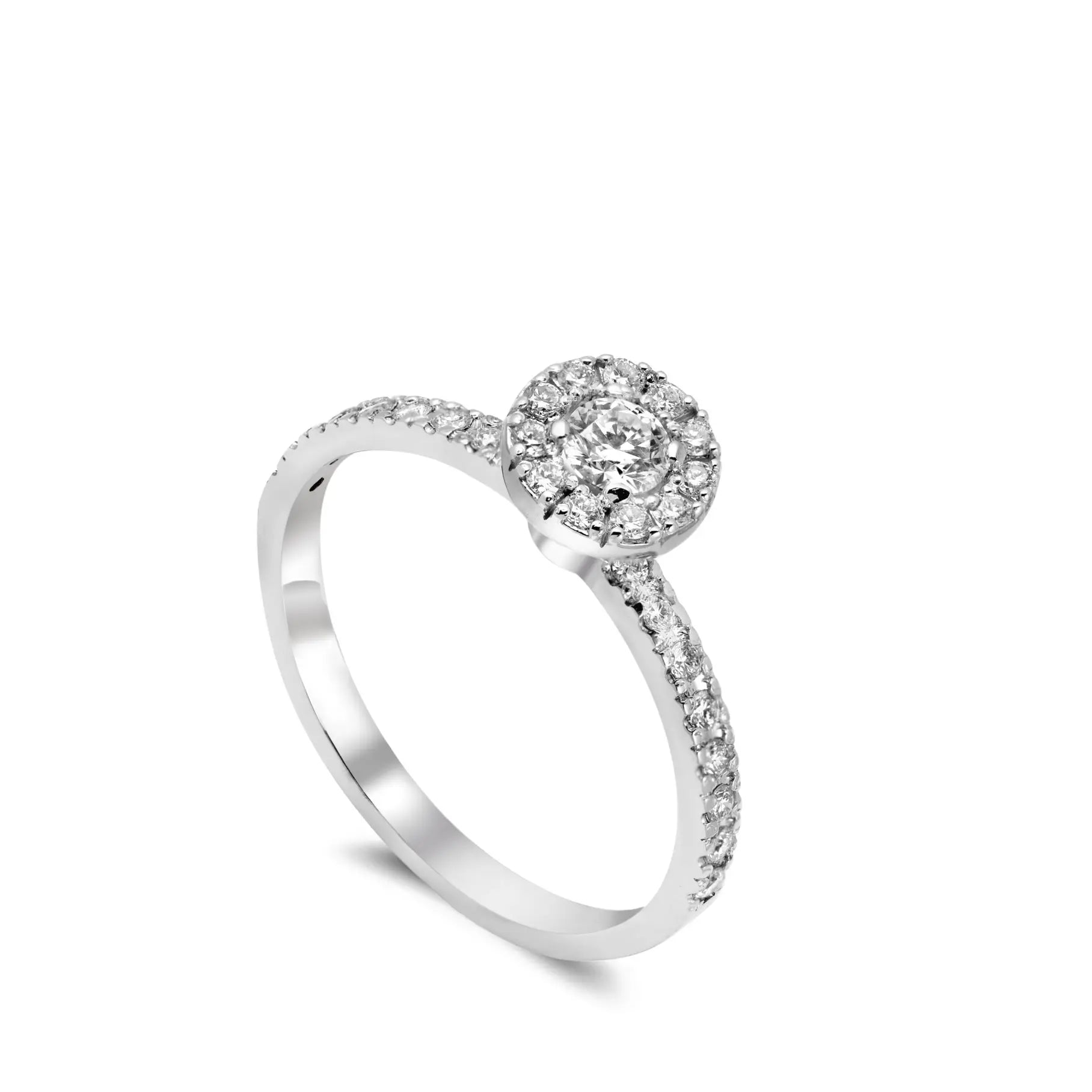 18K White Gold Diamond Engagement Ring