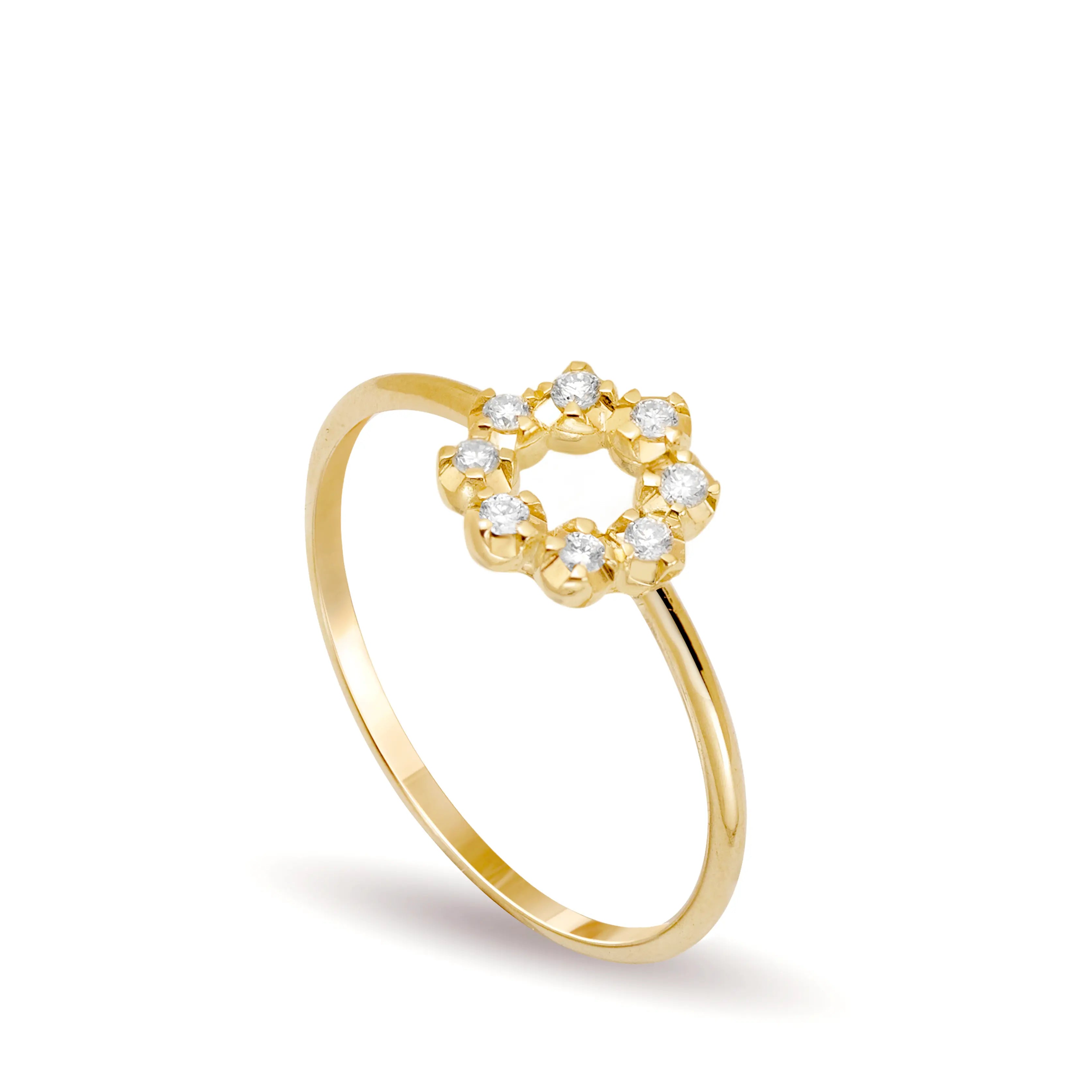 14K Gold Flower Diamond Ring
