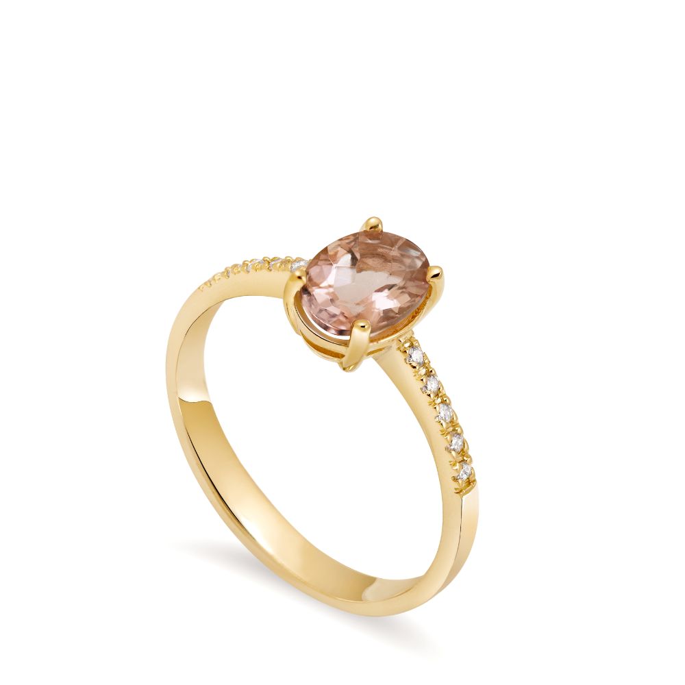 Morganite Diamonds Engagement Ring 14K Gold