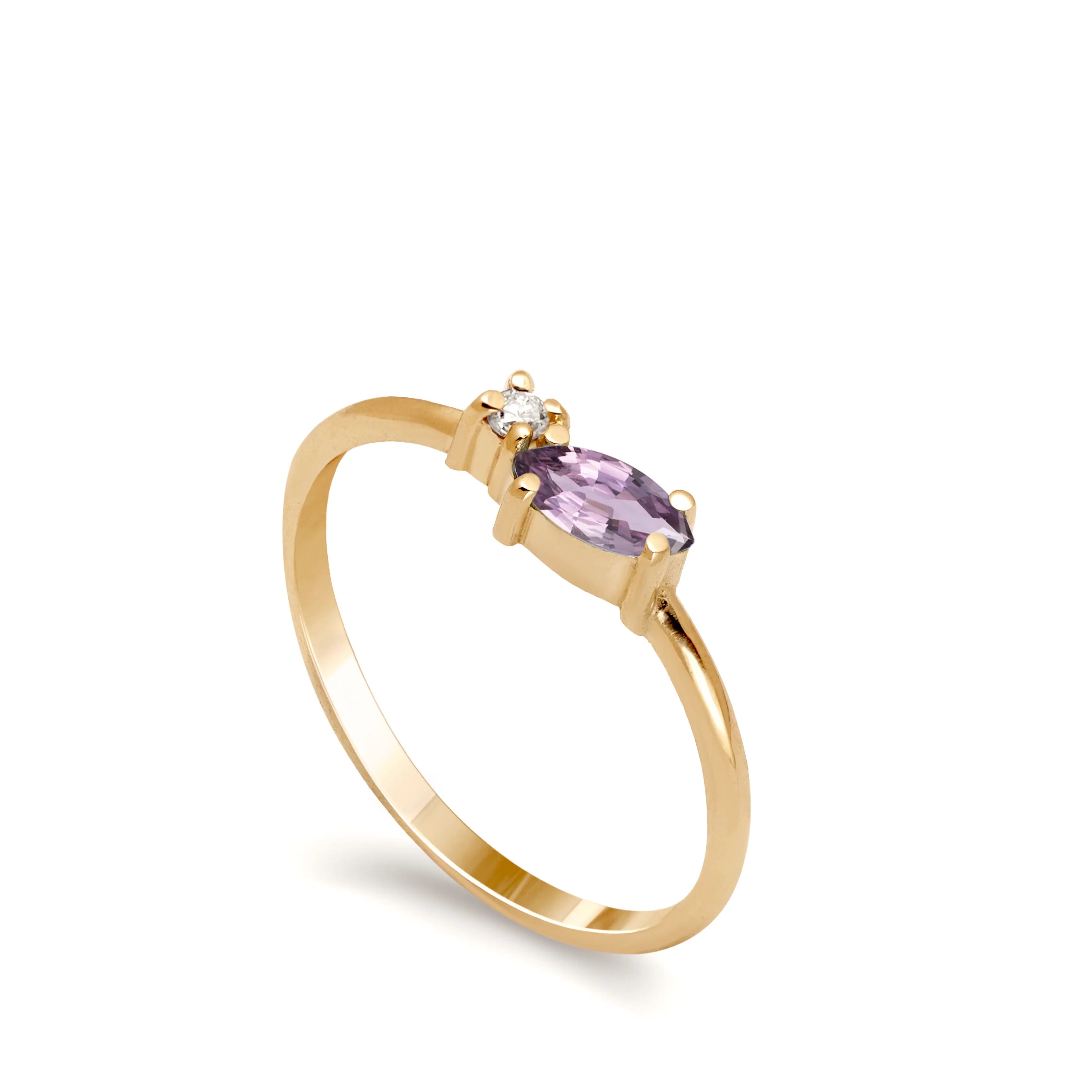 Marquise Pink Sapphire Diamond Ring