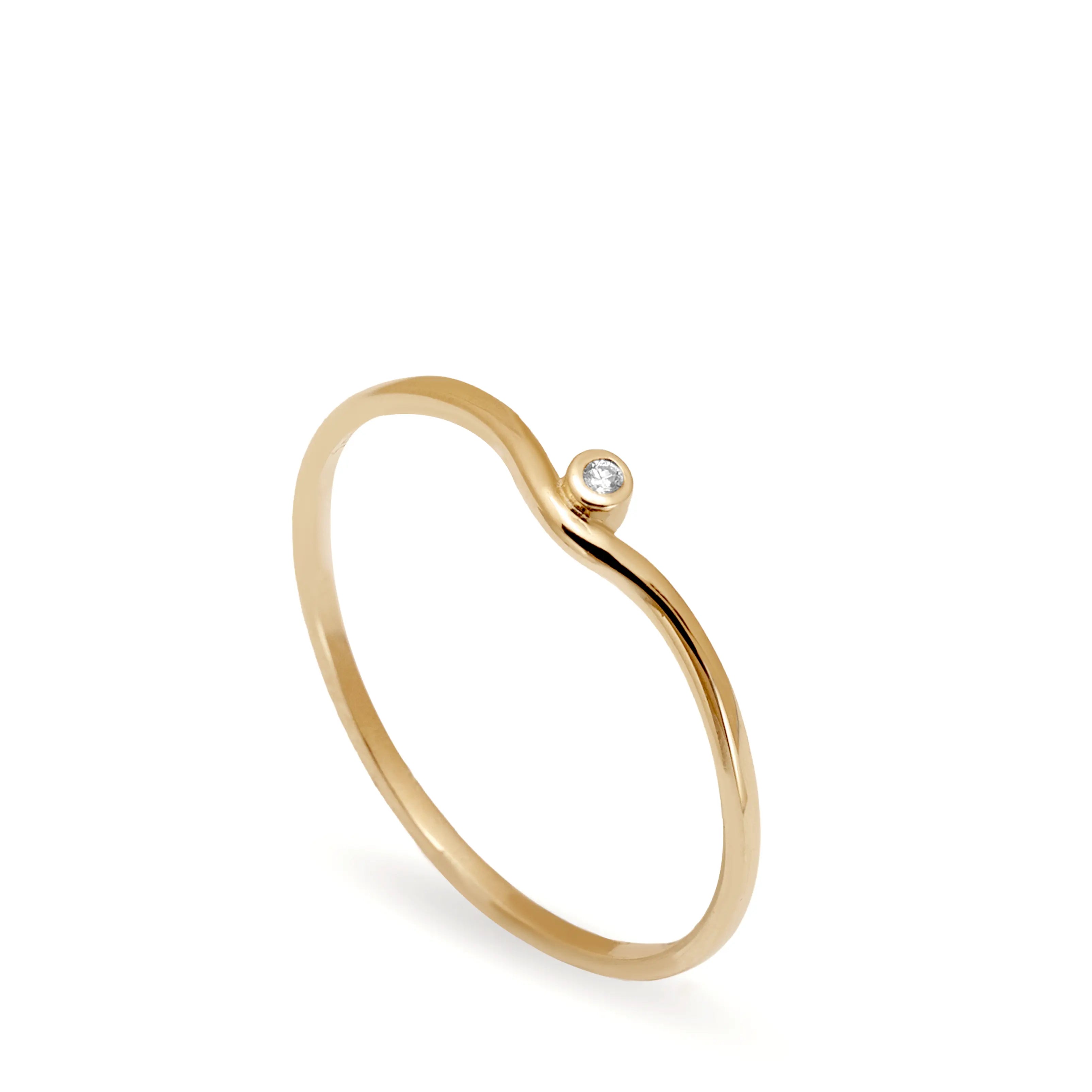14K Gold Dainty Diamond Ring