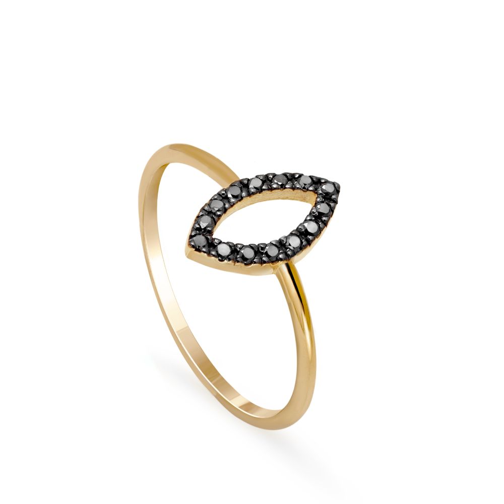 Marquise Black Diamond Ring 14K Gold by Kyklos