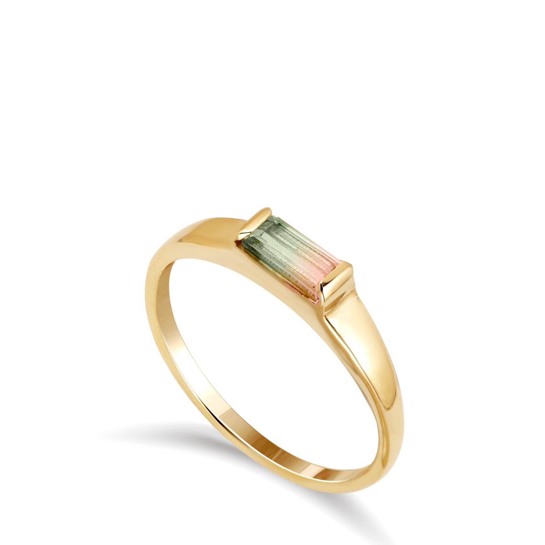 14K Gold Watermelon Tourmaline Ring