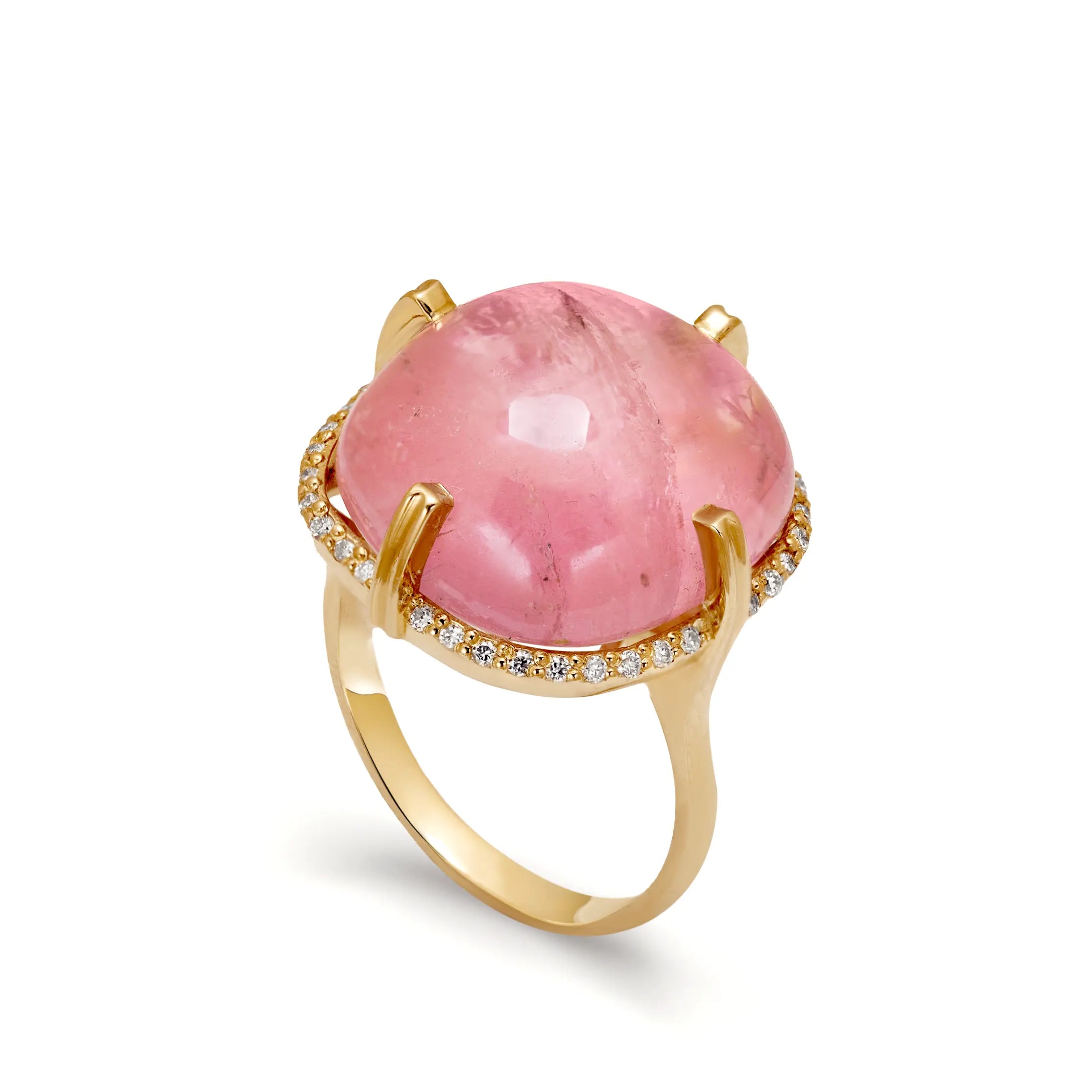 18K Pink Tourmaline Diamond Engagement Ring