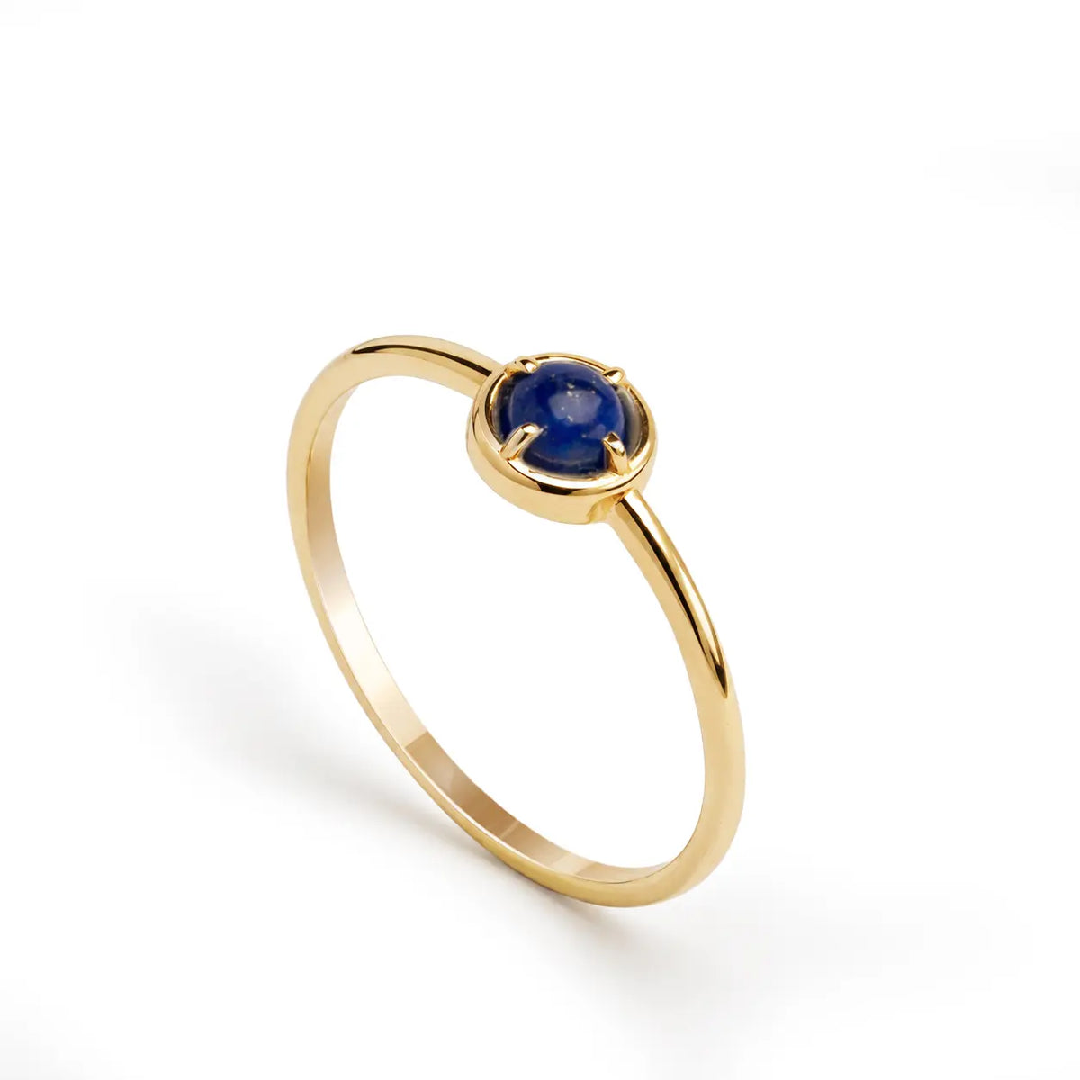 14K Gold Lapis Lazuli Ring featuring a 4mm natural gemstone in an elegant design.