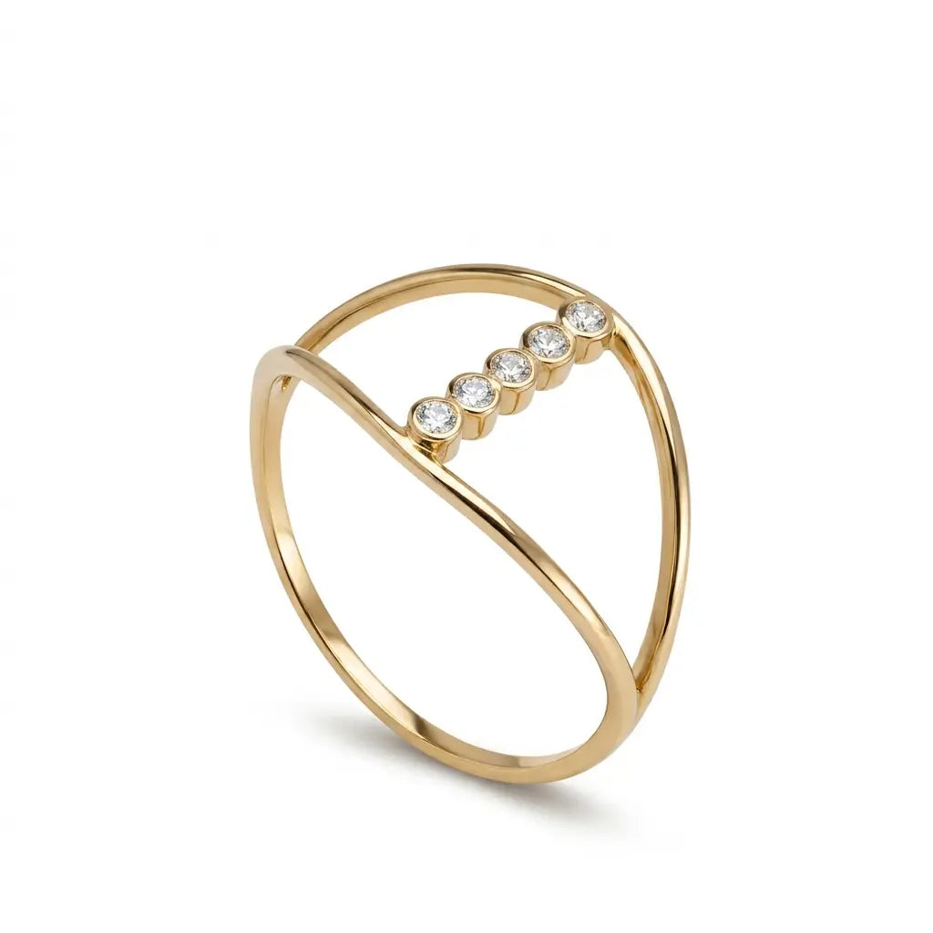 Diamond Double Band Ring 14K Gold