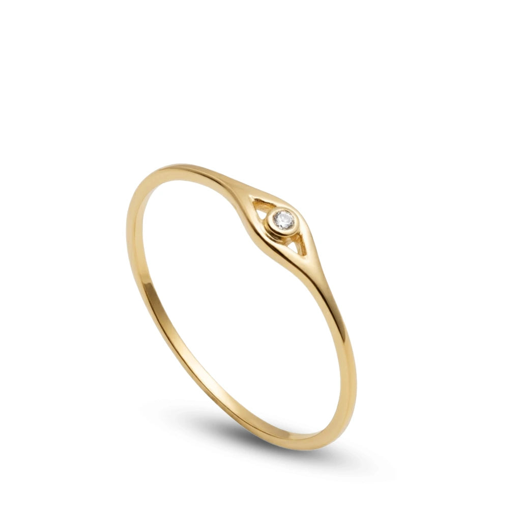 Diamond Evil Eye Ring 14K Gold
