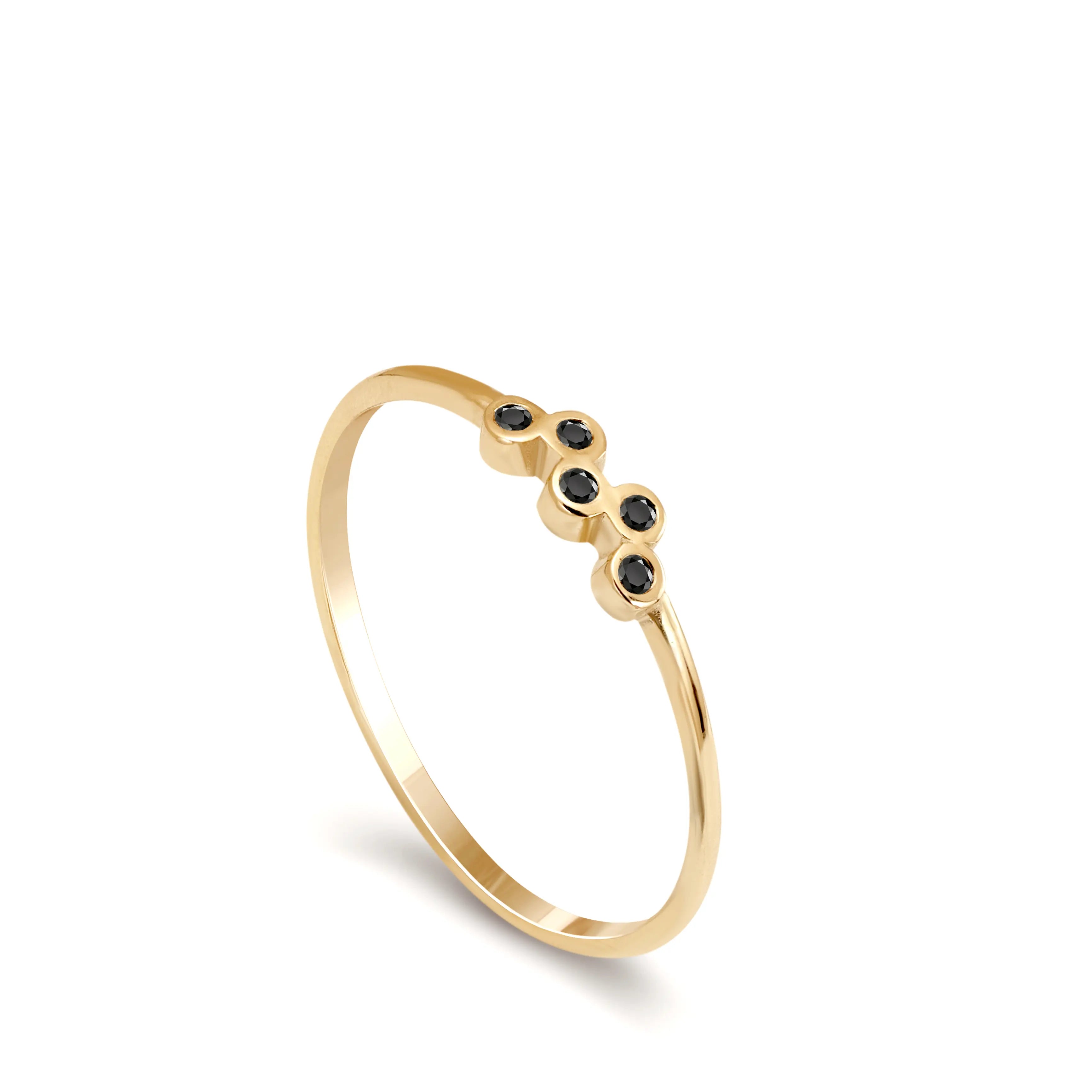 14K Gold Black Diamonds Ring