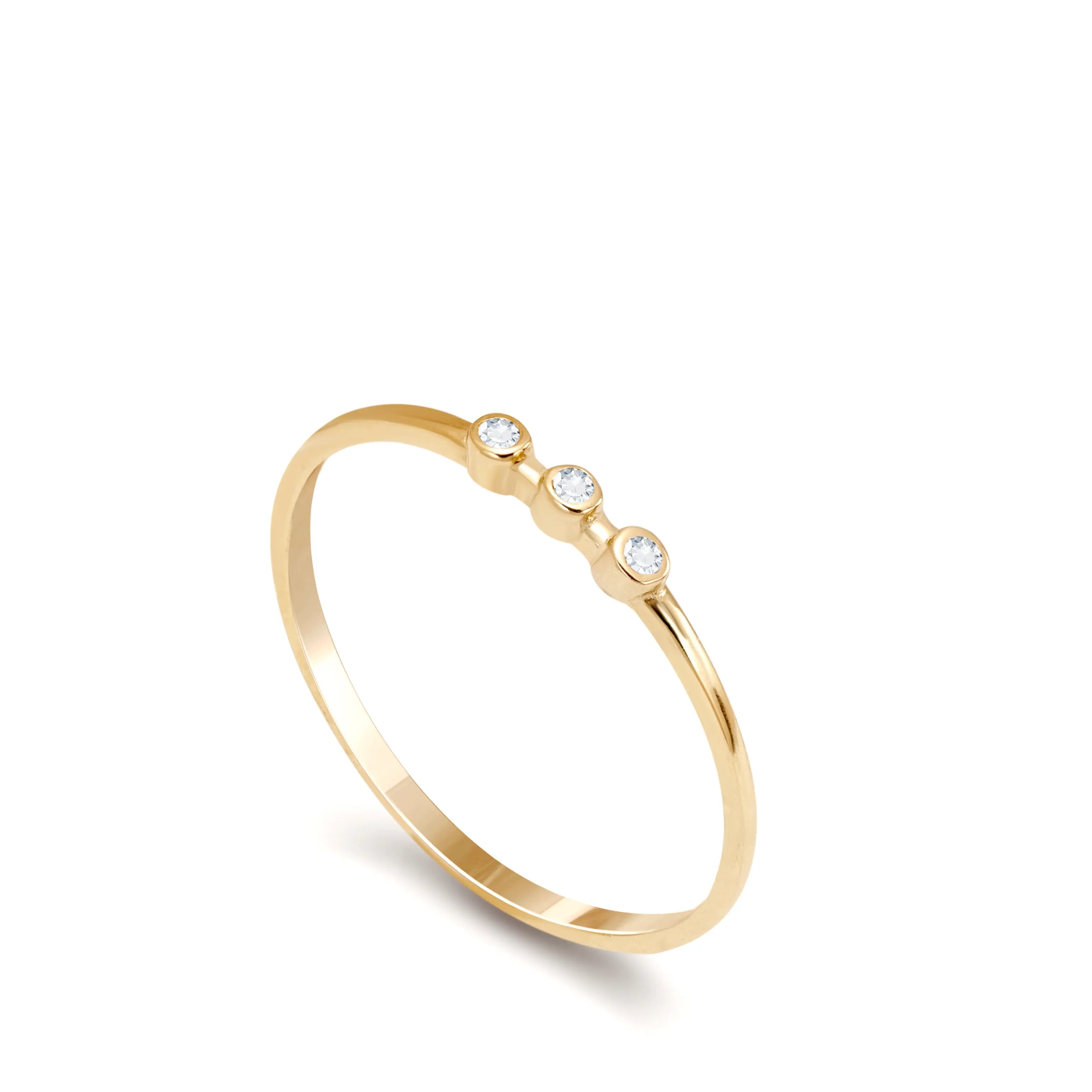 3 Diamonds Ring 14K Gold