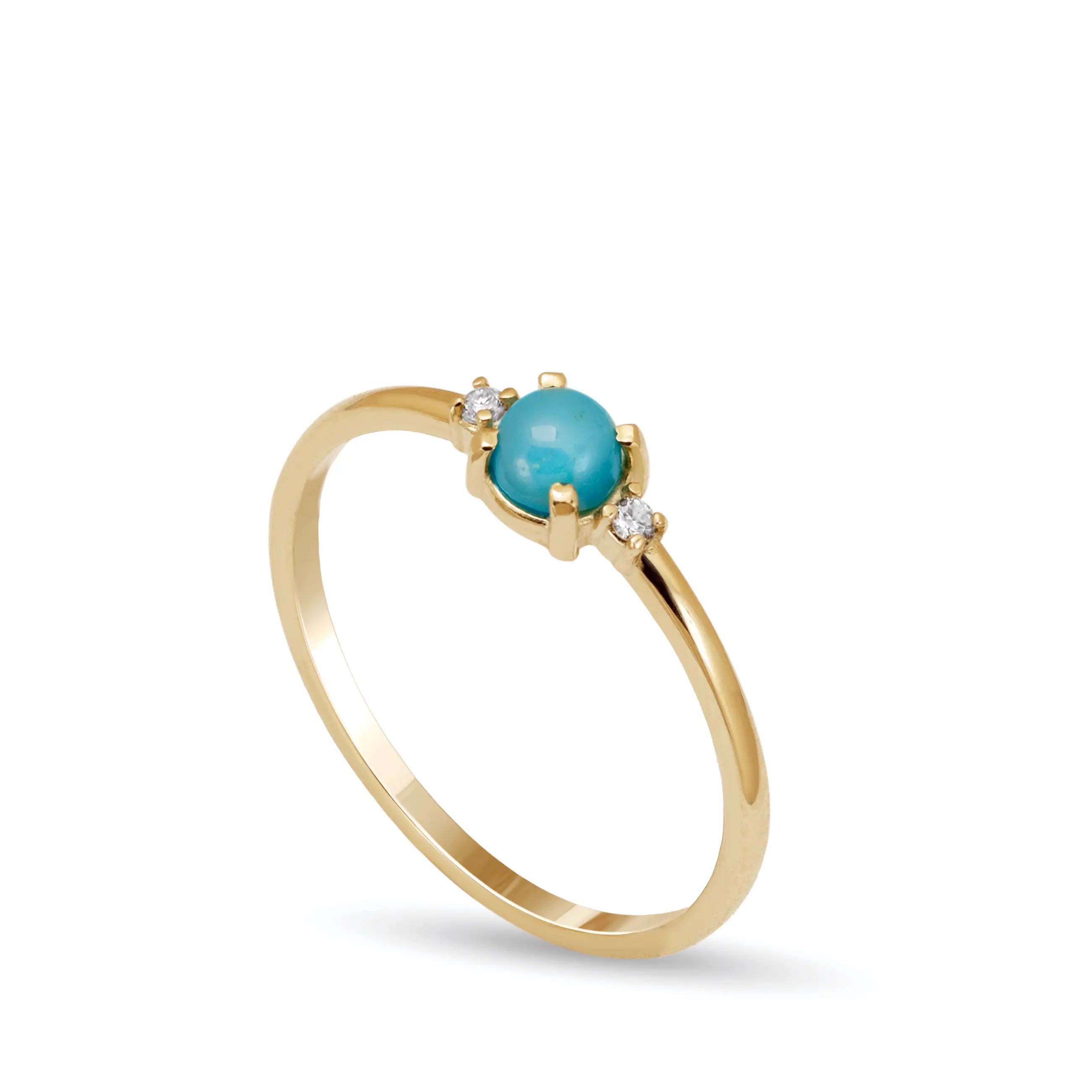 Turquoise Diamond Ring 14K Gold