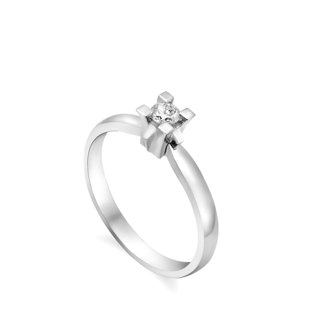 Diamond Engagement Ring 18K White Gold 0.11ct