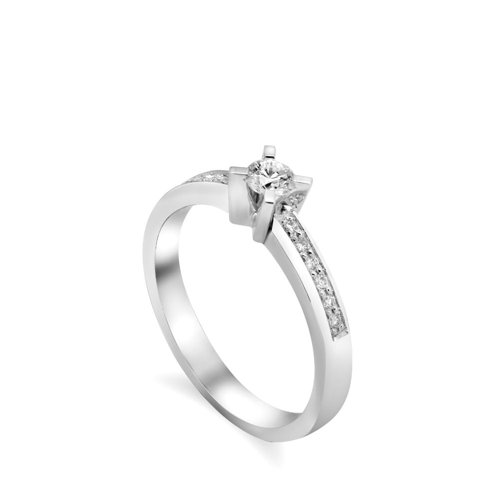 18K White Gold Engagement Diamond Ring by Kyklos